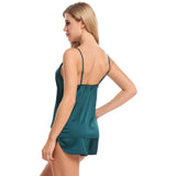 Affordable Silk Cami Set For Women Silk Camisole Sleepwear Dark Teal XS