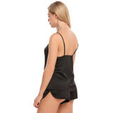 Affordable Silk Cami Set For Women Silk Camisole Sleepwear Black XS