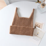 Baby Ribbed Cashmere Beanie with Playful Ears Cashmere Hats For Kids Camel S