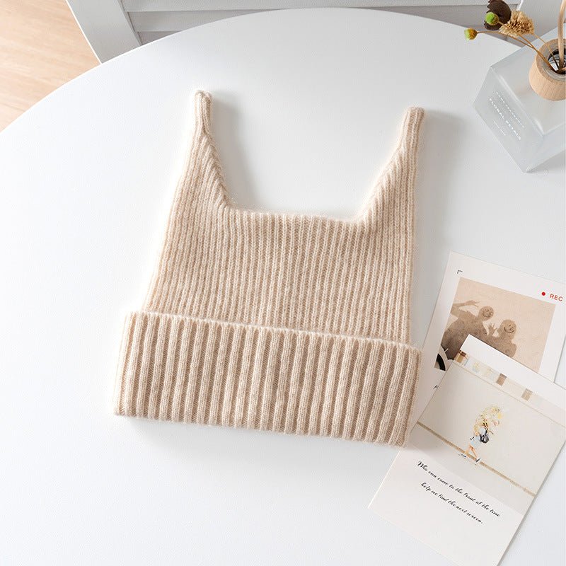Baby Ribbed Cashmere Beanie with Playful Ears Cashmere Hats For Kids Beige S