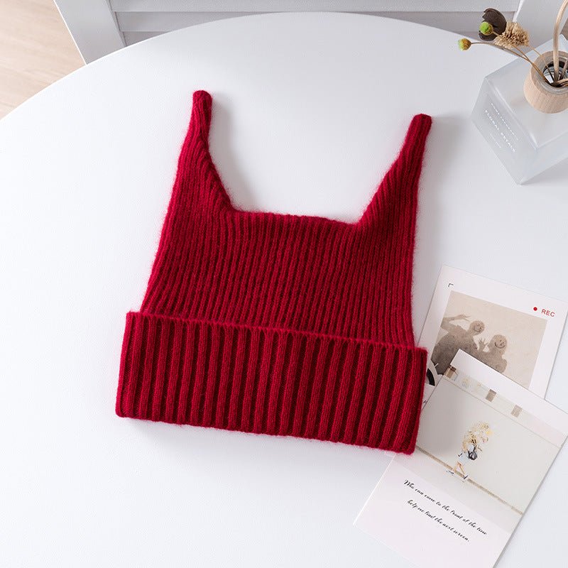 Baby Ribbed Cashmere Beanie with Playful Ears Cashmere Hats For Kids Claret S