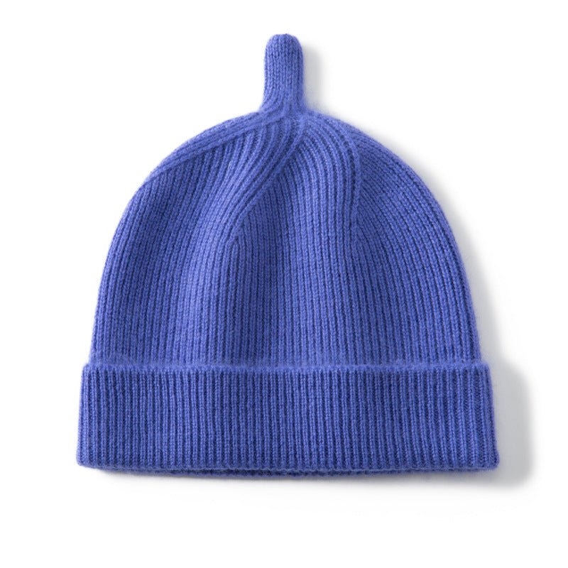 Baby Ribbed Cashmere Beanie With Top Knot Cashmere Hats For Kids Klein Blue S