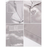 Men's Long Luxury Mulberry Silk Pyjamas Pure Silk Sleepwear Silver Gray XS