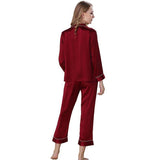 Silk Pajamas Long Mulberry Silk Two - piece Silk Pyjamas Set Claret XS