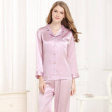 Silk Pajamas Long Mulberry Silk Two - piece Silk Pyjamas Set Lavender XS