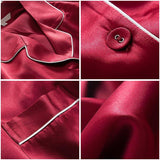 Silk Pajamas Long Mulberry Silk Two - piece Silk Pyjamas Set Claret XS