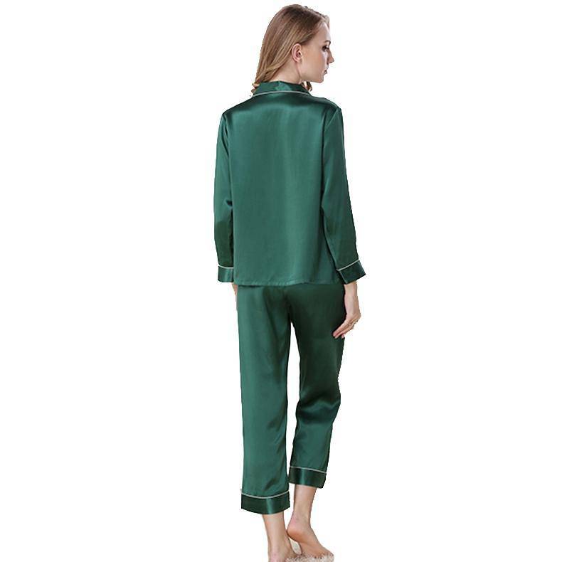 Silk Pajamas Long Mulberry Silk Two - piece Silk Pyjamas Set Black XS