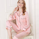 Silk Pajamas Long Mulberry Silk Two - piece Silk Pyjamas Set Pink XS