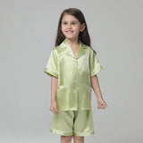 Short Kids' Silk Pajama Set Child's Silk Pajamas Light Green XS