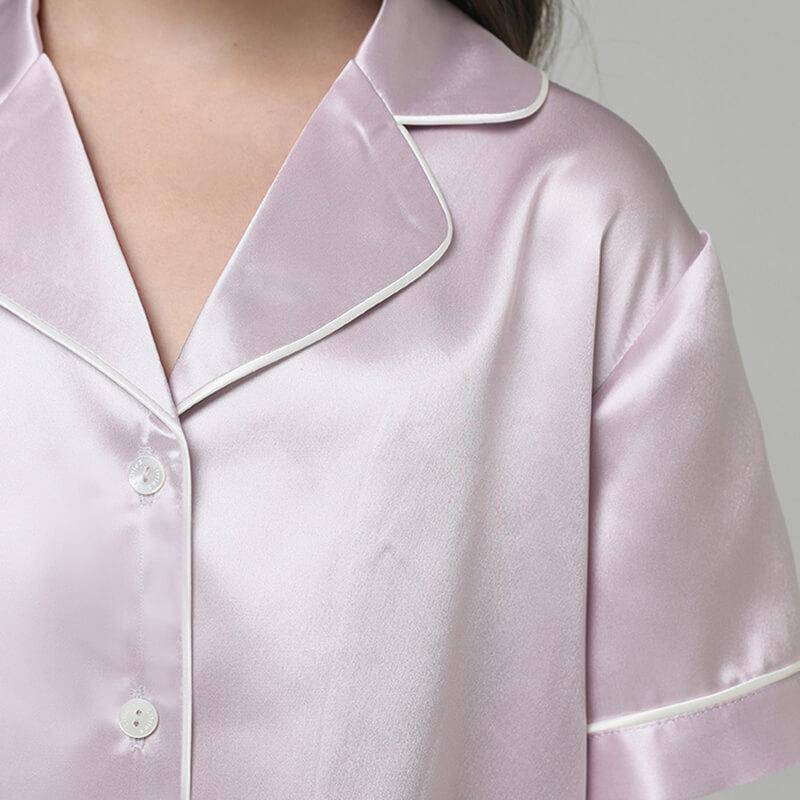 Short Kids' Silk Pajama Set Child's Silk Pajamas Lavender XS