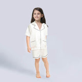 Short Kids' Silk Pajama Set Child's Silk Pajamas White XS
