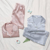 Short Kids' Silk Pajama Set Child's Silk Pajamas Pink XS