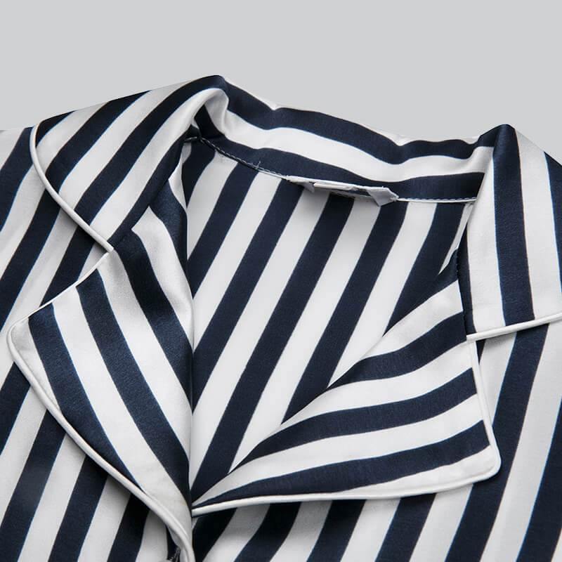 Boys and Girls Striped Silk Pajama Set Button - Down Kids Silk Pajamas Black XS