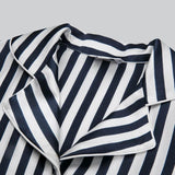 Boys and Girls Striped Silk Pajama Set Button - Down Kids Silk Pajamas Black XS