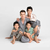 Kids Striped Silk Pajama Set Boys and Girls Silk Pyjamas Shorts Set Black XS