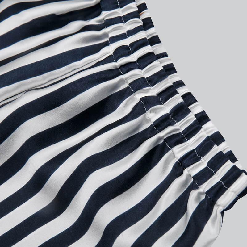 Kids Striped Silk Pajama Set Boys and Girls Silk Pyjamas Shorts Set Black XS