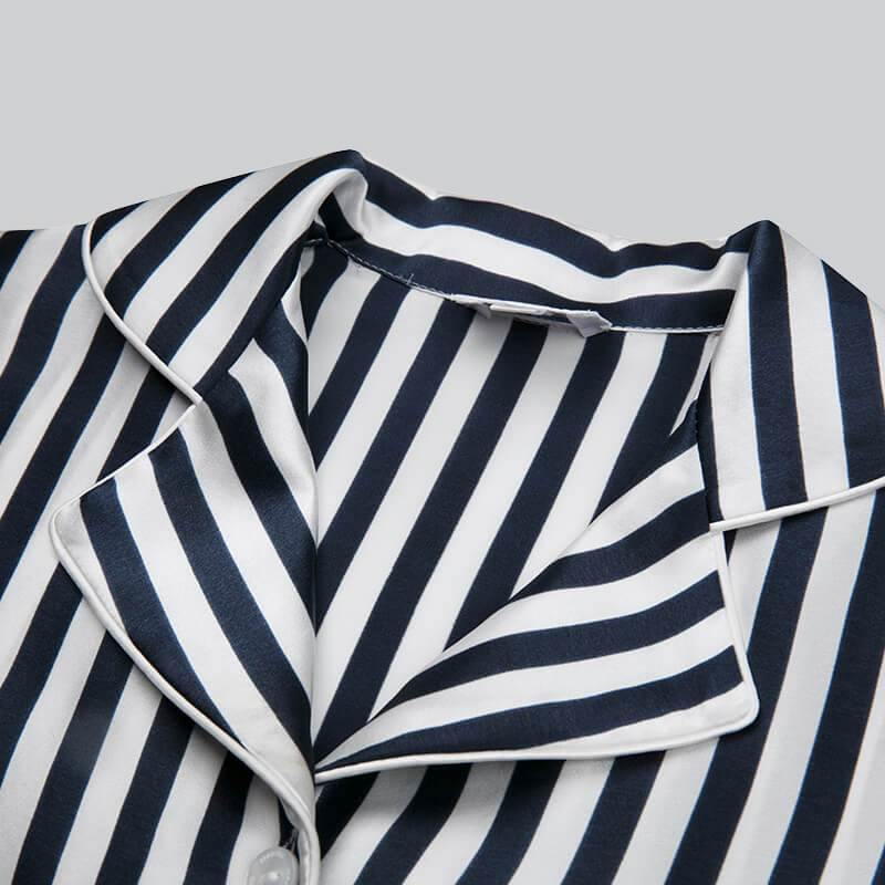 Kids Striped Silk Pajama Set Boys and Girls Silk Pyjamas Shorts Set Black XS