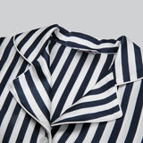 Kids Striped Silk Pajama Set Boys and Girls Silk Pyjamas Shorts Set Black XS