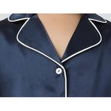 Boys Silk Pajama Sets Short Two Piece Kids Silk Sleepwear Navy Blue XS