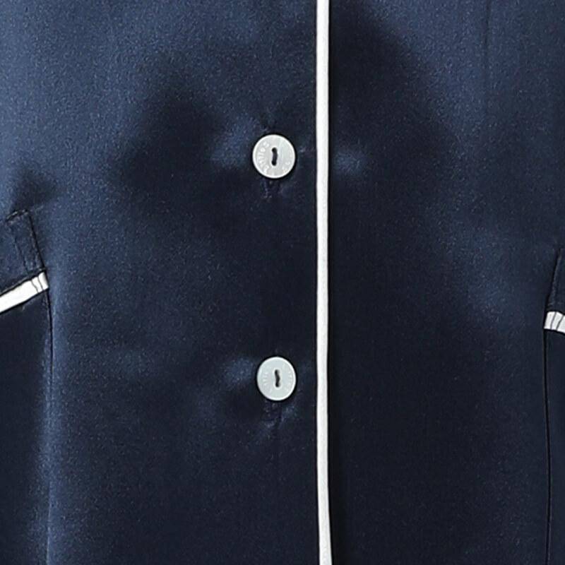 Boys Silk Pajama Sets Short Two Piece Kids Silk Sleepwear Navy Blue XS