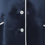 Boys Silk Pajama Sets Short Two Piece Kids Silk Sleepwear Navy Blue XS