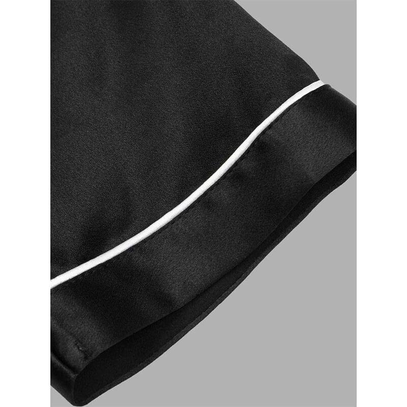 Boys Silk Pajama Sets Short Two Piece Kids Silk Sleepwear Black XS