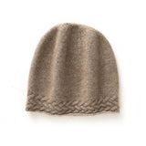 Braided Edge Pure Cashmere Beanie Hat Cashmere Winter Hat Taupe M