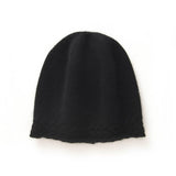 Braided Edge Pure Cashmere Beanie Hat Cashmere Winter Hat Black M