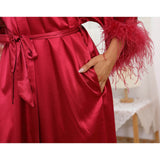 Bridal Silk Kimono Robes With Ostrich Feather Silk Robe White One size fits most