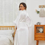 Bridal Silk Kimono Robes With Ostrich Feather Silk Robe White One size fits most