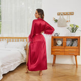 Bridal Silk Kimono Robes With Ostrich Feather Silk Robe Claret One size fits most