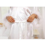 Bridal Silk Kimono Robes With Ostrich Feather Silk Robe White One size fits most
