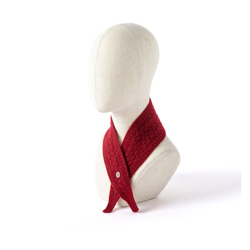 Buttoned Cashmere Scarf Cashmere Neck Wrap Cashmere Bandana Claret M
