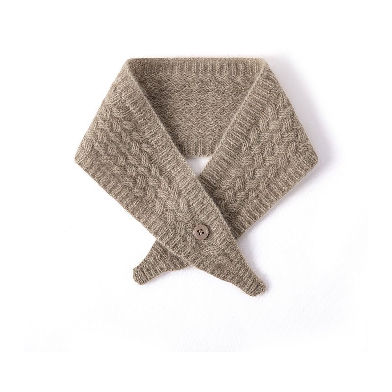 Buttoned Cashmere Scarf Cashmere Neck Wrap Cashmere Bandana Taupe M