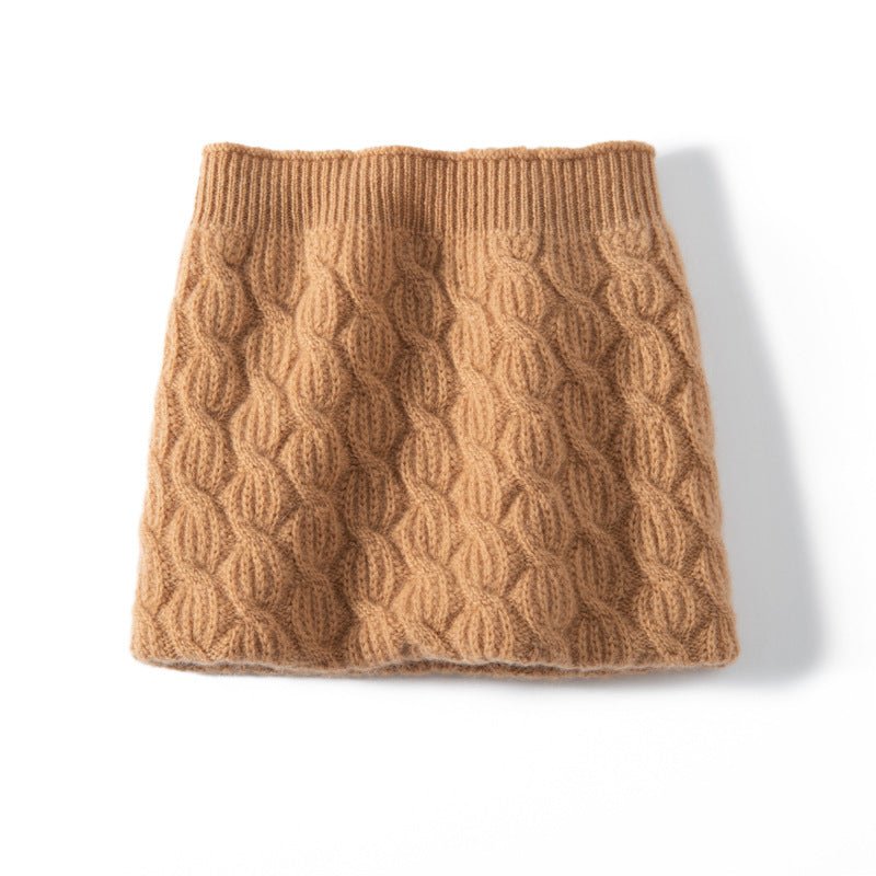 Cable Knit Cashmere Neck Warmer Snood Cashmere Neck Gaiter Cashmere Scarf Camel M