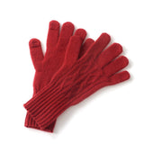 Cable Knit Pure Cashmere Touchscreen Gloves Cashmere Winter Mitts Claret M