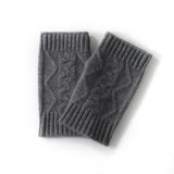 Cable Ribbed Cashmere Hand Warmers Cashmere Fingerless Gloves Mitts Grey M