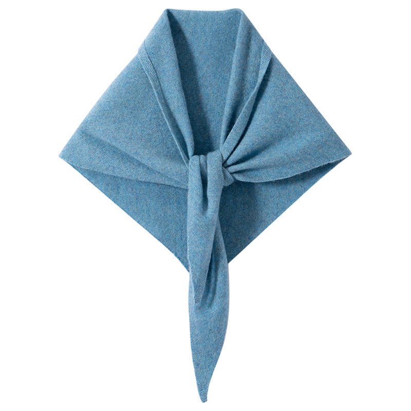 Cashmere Bandana Cashmere Triangle Scarf Cashmere Neck Tie Shawl Blue M