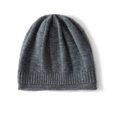 Pure Cashmere Ribbed Diamond Knit Beanie With Geometric Pattern Gray M