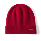 Ribbed Cashmere Beanie Double - layer Thickened Winter Cashmere Hats Red M