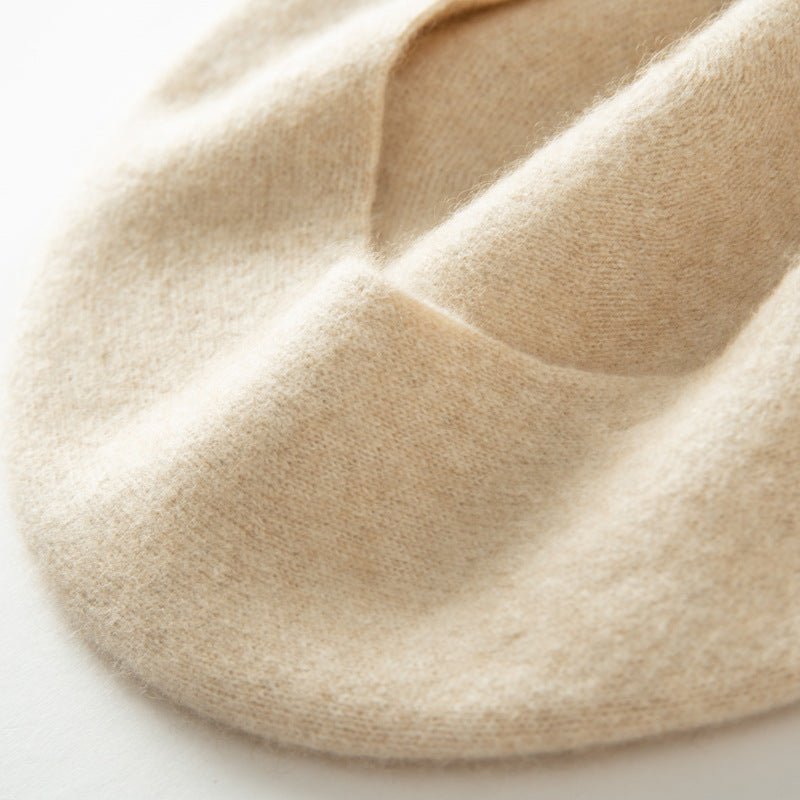 Womens Cashmere Hat Beret Round Knitted Cashmere Beanie Black M
