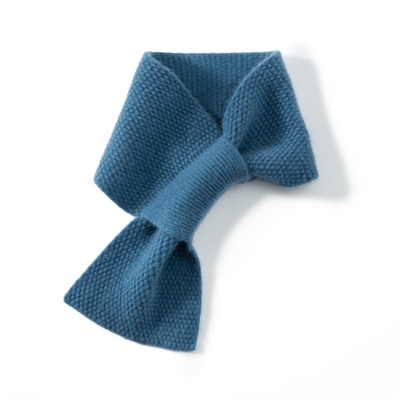Cashmere Bow Scarf Cashmere Bow Tie Neck Wrap Cashmere Neck Warmer Blue M