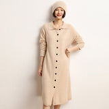 Cashmere Button Down Cardigan Dress Long Cashmere Sweater Dress Beige One size fits most