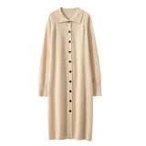 Cashmere Button Down Cardigan Dress Long Cashmere Sweater Dress Beige One size fits most