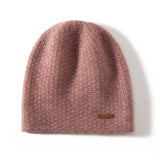 Unisex Cashmere Chunky Knit Beanie Knit Hat With Subtle Woven Pink M