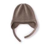 Cashmere Earflap Beanie Pure Cashmere Bonnet Cap Cashmere Winter Hat with Strings Taupe M