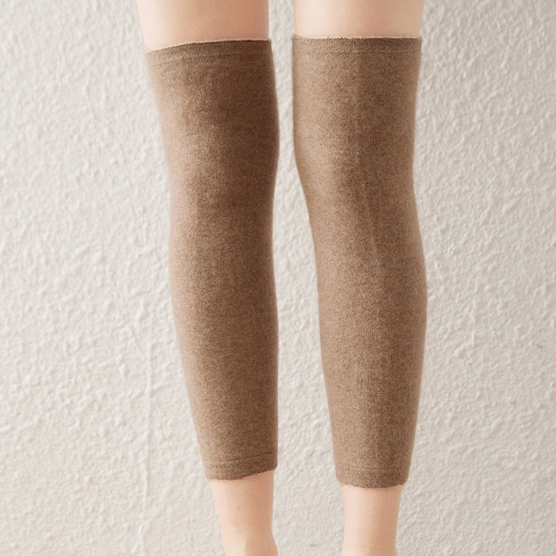 Soft Cashmere Knee - High Leg Warmers Cashmere Knit Knee Pad Thermal Gray M