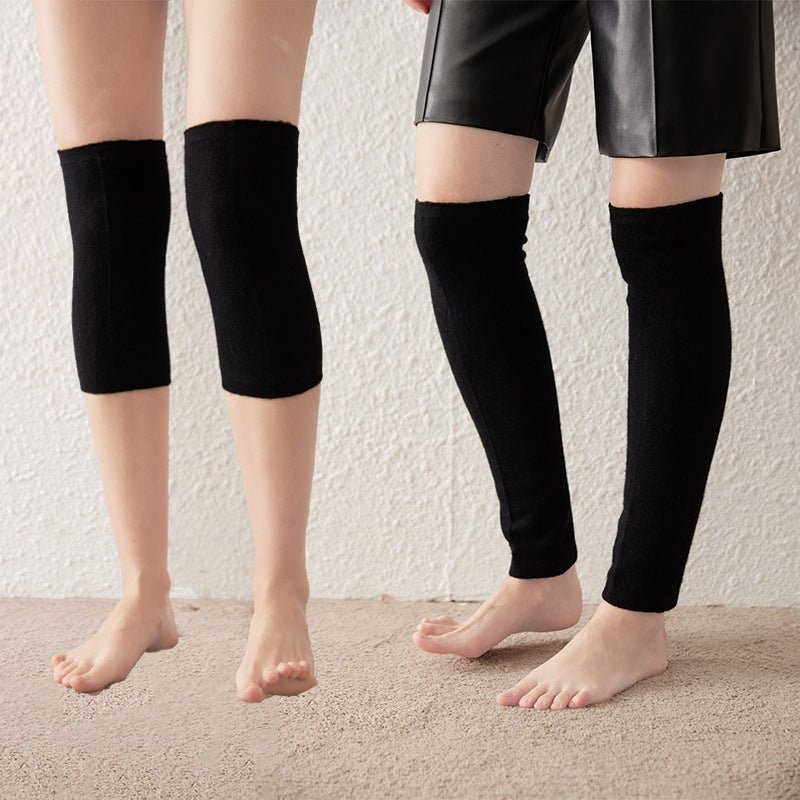 Soft Cashmere Knee - High Leg Warmers Cashmere Knit Knee Pad Thermal Black M