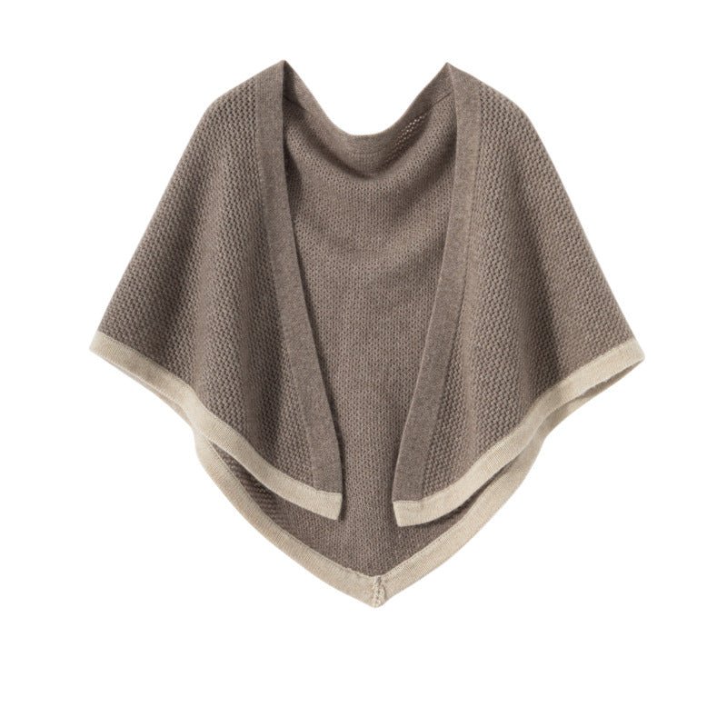 Cashmere Knit Cape Cashmere Poncho Shawl Cashmere Triangle Scarf Taupe M