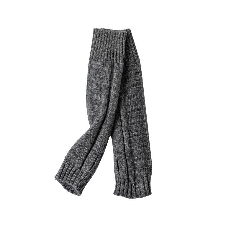 Ribbed Cashmere Gloves Arm Warmers Knit Fingerless Mittens For Women Dark Gary M
